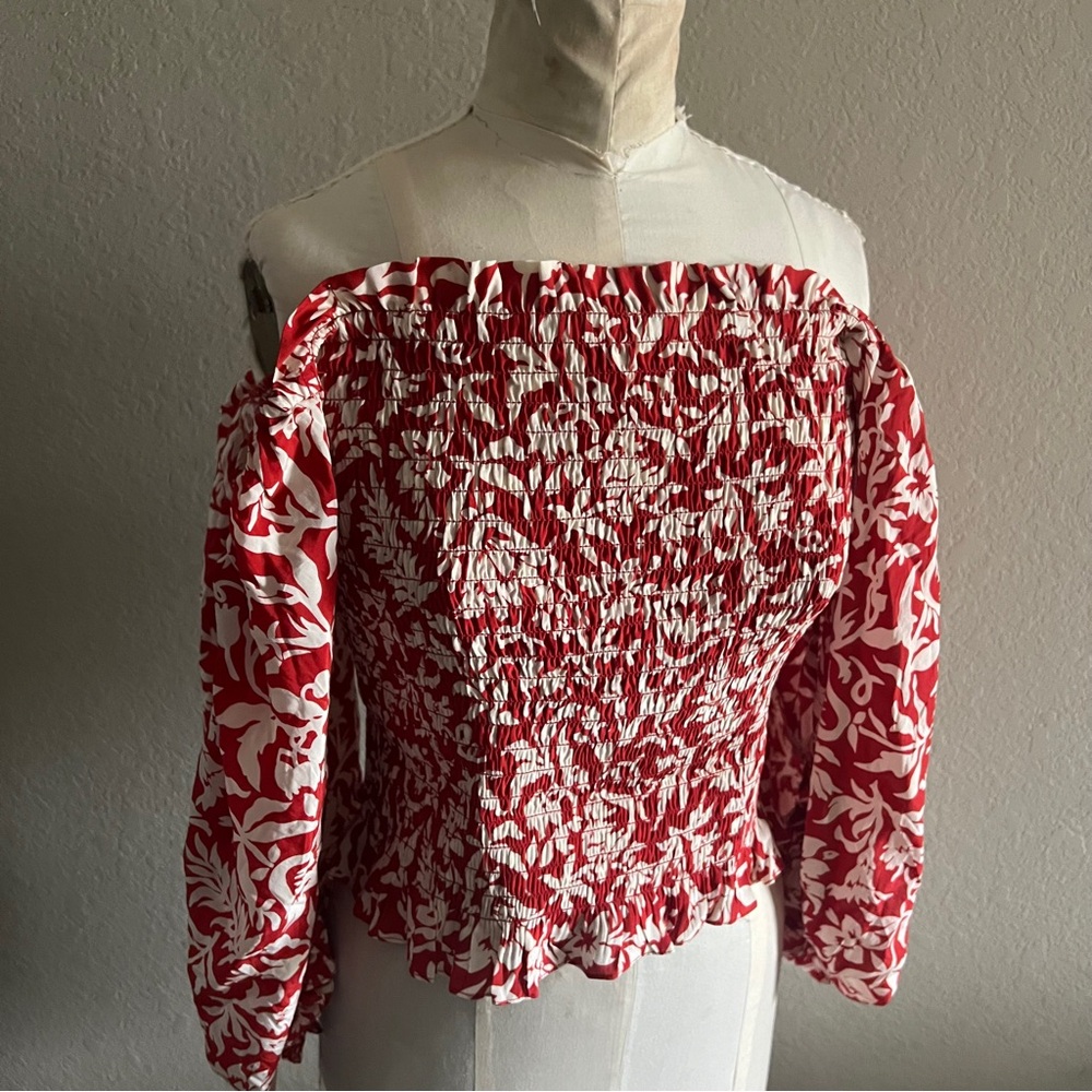 Polo Ralph Lauren off shoulder floral cropped blouse new with tags‎ - Picture 2 of 13